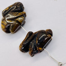 Load image into Gallery viewer, Hoppy 2 Hand Carved Tigereye Bunny Rabbit Beads | 22x12x10m | Golden Brown