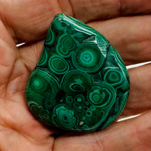 Load image into Gallery viewer, Malachite 46g Polished Gemstone FreeForm Worry Stone| 42x9mm| Green| 1 Specimen|
