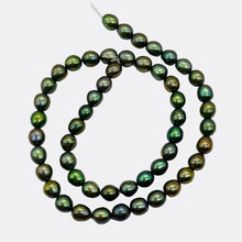 Load image into Gallery viewer, Fresh Water Pearls 16" Strand | Oval | 8x7mm | Rainbow Evergreen | 50 Pearls |