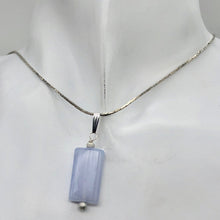 Load image into Gallery viewer, Natural Blue Chalcedony Rectangle Stardust Sterling Silver | 1.5" Long | Pendant