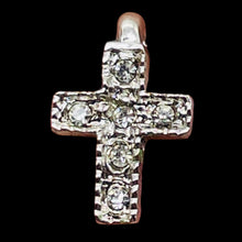 Load image into Gallery viewer, Tiny Sterling Silver Cubic Zirconia Cross | 1/2" Long | Silver | 1 Pendant |
