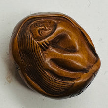 Load image into Gallery viewer, Mermaid on a Lotus Leaf Signed Netsuke Bead | 24x20x14mm | Brown