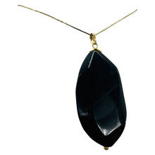 Load image into Gallery viewer, Natural Blue Tiger Eye Faceted Flat Oval Nugget Pendant 2" Blue Black Gemstone