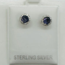 Load image into Gallery viewer, February Birthstone 5mm Purple Created Amethyst Sterling Silver Stud Earrings