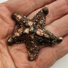 Load image into Gallery viewer, 1 Hand Carved Mica Quartz Starfish Bead | 59x54x11mm | Red White and Grey