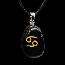 Load image into Gallery viewer, Zodiac Cancer Obsidian Stone Oval Pendant | 1 1/2" Long | Black | 1 Pendant |