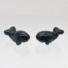 Load image into Gallery viewer, Carved Sea Animals 2 Obsidian Whale Beads | 21x12x10mm | Black