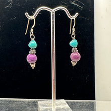 Load image into Gallery viewer, Designer Lavenderite - Turquoise with Solid Sterling Silver Earrings 5708