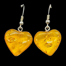 Load image into Gallery viewer, Amber Heart Dangle Earrings | 1 1/4" Long | Amber | 1 Pair Earrings |