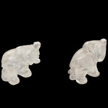 Load image into Gallery viewer, 2 Wild Hand Carved Clear Quartz Elephant Animal Beads | 22.5x21x10mm | Clear