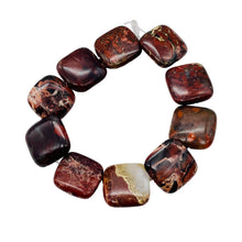Load image into Gallery viewer, Red Brecciated Jasper Square Coin Bead Strand 109569