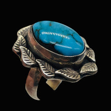 Load image into Gallery viewer, Turquoise Sterling Silver Oval w/Leaves Ring | 5.5 | Blue | 1 Ring |