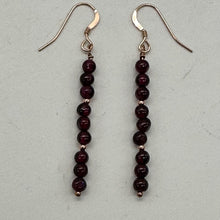 Load image into Gallery viewer, Garnet Faceted 14K Rose Gold Filled Earrings | 2 inches long |