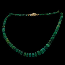 Load image into Gallery viewer, Emerald Graduated 3 to 7mm Rondelle Necklace | 26" Long | 77 tcw | Green |