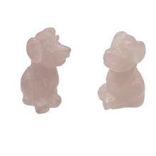 Load image into Gallery viewer, Faithful 2 Rose Quartz Hand Carved Dog Beads | 20x12x10mm | Pink