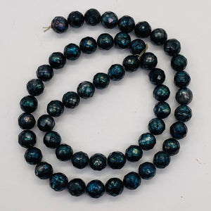 Faceted Fresh Water Pearl Round 16" Strand | 7mm | Iridescent Blue | 52 Pearls|