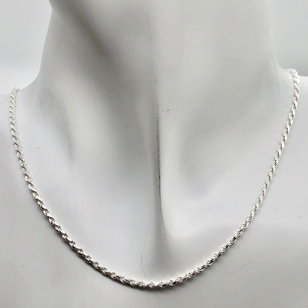 Italian Made 7.4 Grams of Sterling Silver 2mm Rope Chain Necklace | 24
