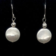 Load image into Gallery viewer, Creamy White Coin FW Pearl Drop/Dangle Earrings | 1 1/4" Long | White | 1 Pair |
