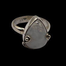 Load image into Gallery viewer, Moonstone Sterling Silver Teardrop Stone Ring | Size 9 | White Blue |