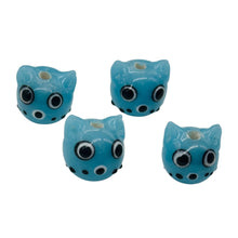 Load image into Gallery viewer, Kitty Cat Ceramic Round Beads | 15mm | Baby Blue | 4 Beads |