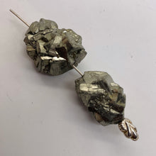 Load image into Gallery viewer, Pyrite Crystal Nugget Beads | 21x15 to 20x17mm | Silver Gold | 2 Beads |