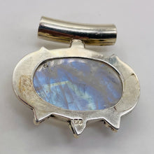 Load image into Gallery viewer, Alluring Rainbow Moonstone Sterling Silver Pendant | Blue White | 1 1/4" long |