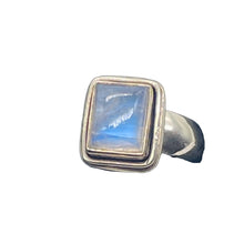 Load image into Gallery viewer, Moonstone Sterling Silver Rectangle Ring | Size 6.5 | Blue | 1 Ring |