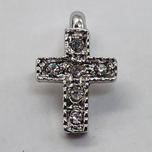 Load image into Gallery viewer, Tiny Sterling Silver Cubic Zirconia Cross | 1/2" Long | Silver | 1 Pendant |