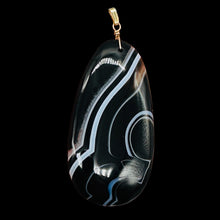 Load image into Gallery viewer, Stunning! Black and White Sardonyx 14Kgf Wire Wrap Pendant | 2 3/4 Inch Long |