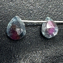Load image into Gallery viewer, Ruby Zoisite Exquisite Flat Pear Briolette Beads | 7x5x3mm| Green, Red| 2 Beads|