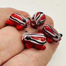 Load image into Gallery viewer, Frog Lampwork Glass Jumping Frog Beads | 17x12x9mm | Scarlet Red | 4 Beads |