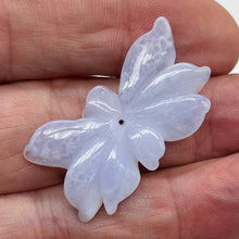 Load image into Gallery viewer, Chalcedony 20ct Hand Carved Flower Pendant Bead| 36x19x4mm|Blue| 1 Pendant Bead|