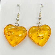 Load image into Gallery viewer, Amber Heart Dangle Earrings | 1 1/4" Long | Amber | 1 Pair Earrings |