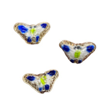 Load image into Gallery viewer, Cloisonne Butterfly Pendant Beads | Blue, White | 16x10x6mm | 3 Beads |
