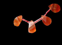 Load image into Gallery viewer, 2 Red Chalcedony Fancy Faceted Briolette Beads 005212