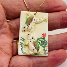 Load image into Gallery viewer, Love Frogs Pendant Bead | 48x30x6mm | White Green | 1 Bead |