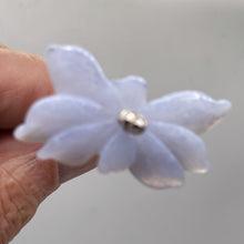 Load image into Gallery viewer, Chalcedony 20ct Hand Carved Flower Pendant Bead| 36x19x4mm|Blue| 1 Pendant Bead|