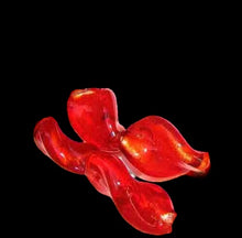 Load image into Gallery viewer, 4 Twist Flame Red Lampwork Glass Silver Foil Beads 9491