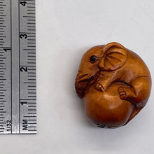 Load image into Gallery viewer, Carved & Signed Boxwood Circus Elephant Ojime/Netsuke Bead | 23x22x15mm | Brown