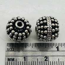 Load image into Gallery viewer, Bali Beads of Incredible Solid Sterling Silver | 12x11mm | 6 gram each| 2 Beads|
