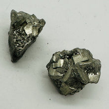 Load image into Gallery viewer, Pyrite Crystal Nugget Beads | 24x24x19mm to 22x16x16mm | Silver Gold | 2 Beads |