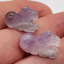Load image into Gallery viewer, Adorable! 2 Carved Amethyst Horse Pony Animal Beads | 20x15x9mm | Purple