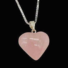 Load image into Gallery viewer, Rose Quartz Heart with Sterling Silver 18" Box Necklace | 7/8" Long | Pink |