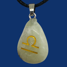 Load image into Gallery viewer, Zodiac Libra New Jade Stone Oval Pendant | 1 1/2" Long | Green | 1 Pendant |