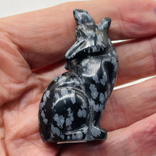 Load image into Gallery viewer, Hand-Carved Howling Coyote Wolf | 58x30x23mm | Black White | 1 Figurine |