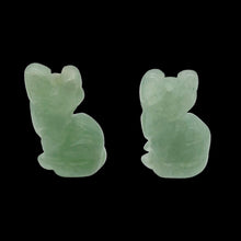 Load image into Gallery viewer, Adorable! 2 Aventurine Sitting Carved Cat Beads | 21x12x8mm | Green