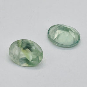 Prehnite Faceted Oval Cabochons | 8x7x4mm | Pale Green | 2 Cabs |