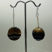 Load image into Gallery viewer, Fluorite Striped Dangle Sterling Earrings | 2" Long | Purple, Orange | 1 Pair |