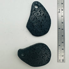 Load image into Gallery viewer, Lava Stone Carved Teardrop Pendant Beads | 52x36x6mm | Black | 2 BeadS |