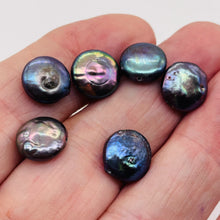 Load image into Gallery viewer, Ebony Rainbow Coin Pearls | 10-12mm | Lavender Blue Pink | 6 Pearls |